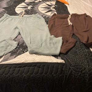 2 aerie waffle knit joggers